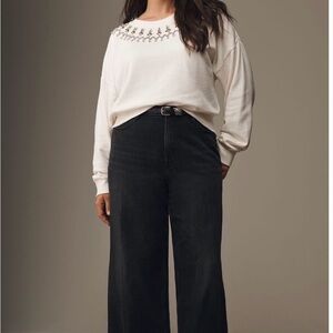 Pilcro Black High-Rise Wide Leg Jeans